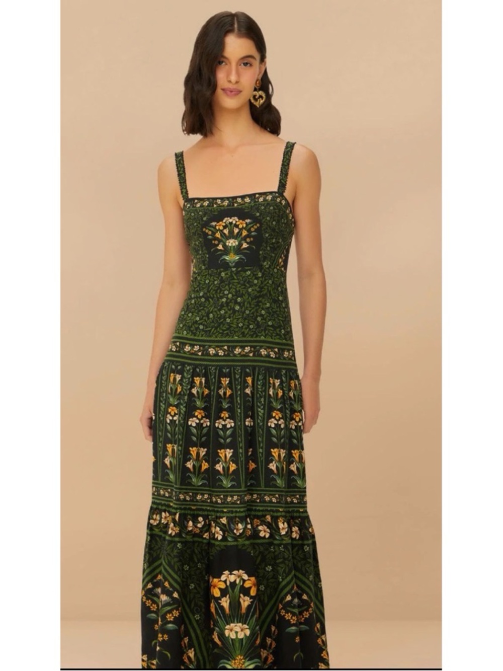 NWT Farm Rio Black Flowers Arch LENZING ECOVERO Euroflax Maxi Dress - 2XS - Picture 3 of 4